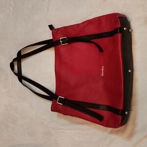 Valentina red pebbled leather with brown  straps